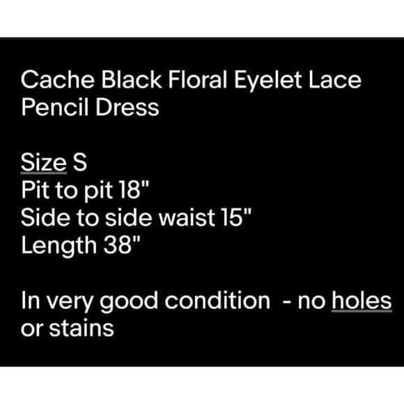 Cache Black Floral Eyelet Lace Pencil Dress Whimsigoth Grunge Goth Sz S - Picture 7 of 7